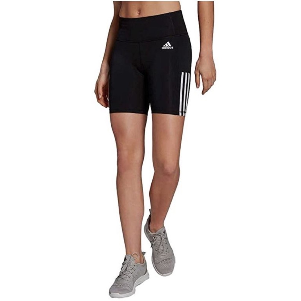 Adidas Women’s Aeroready Tight Fit Three Stripe High Waist Bike Shorts NWT - Picture 1 of 6